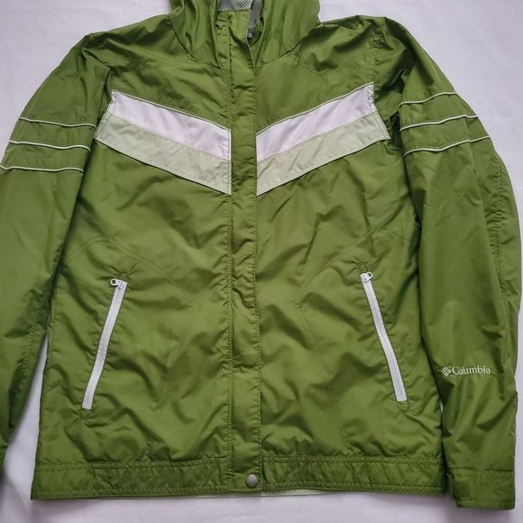 Columbia Girls Youth Full Zip Windbreaker Raincoat Jacket Green/White Size 18/20 - Picture 6 of 16